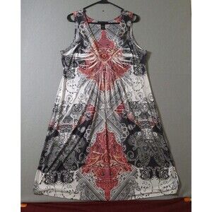 Style Co Dress Women's XL Sleeveless Boho Paisley Medallion Tunic Casual Travel